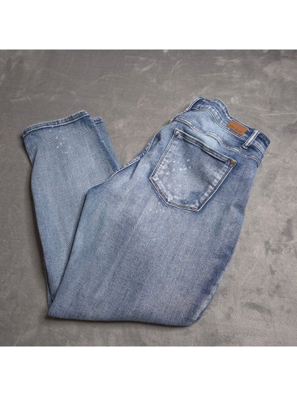 Judy Blue Womens Boyfriend Fit Distressed Jeans 18W High Rise Bleached Stretch